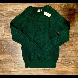 Gap cable knit sweater hunter green  brand new